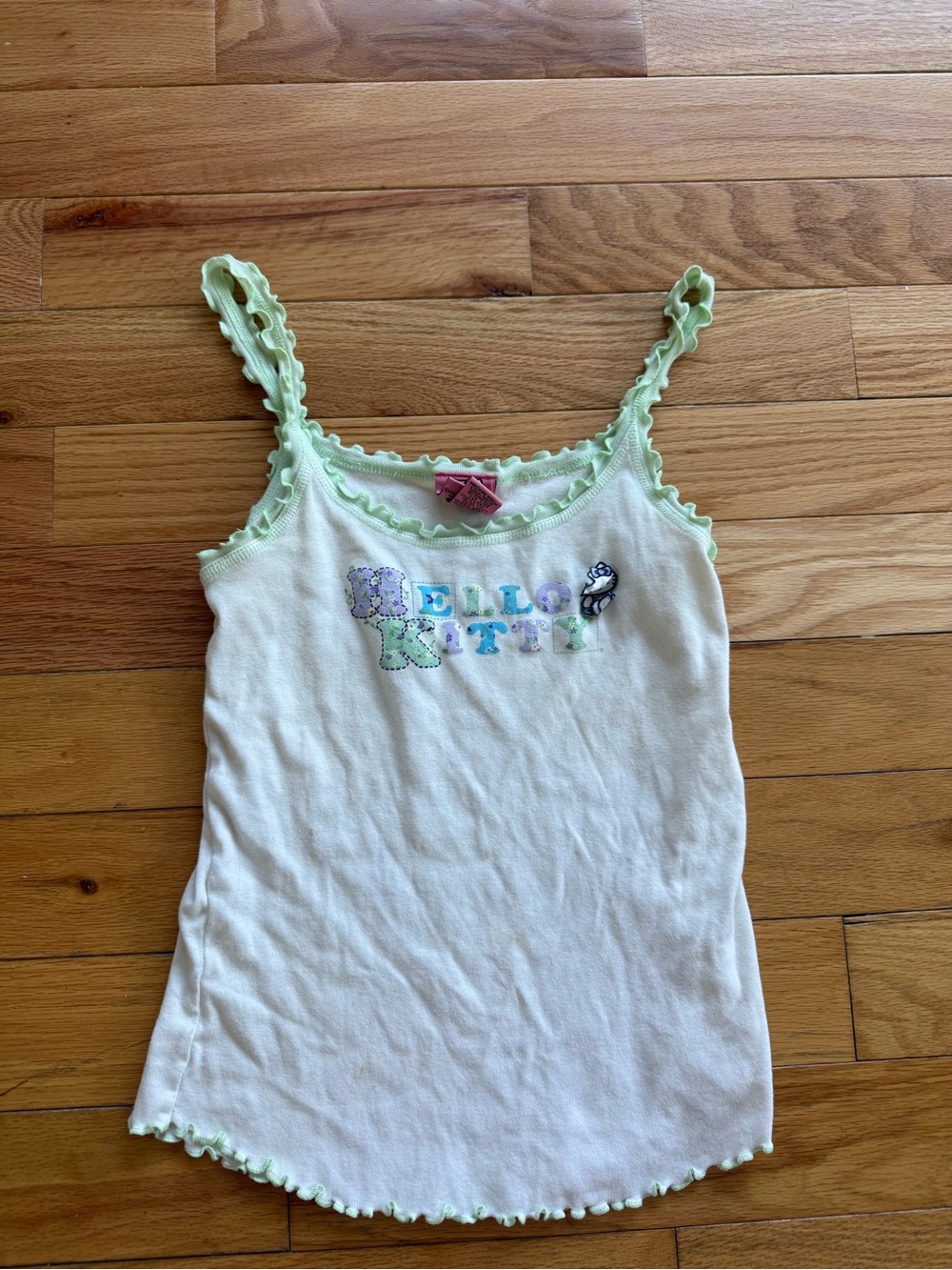 2005 Hello Kitty White Tank Top with Light Green Trim